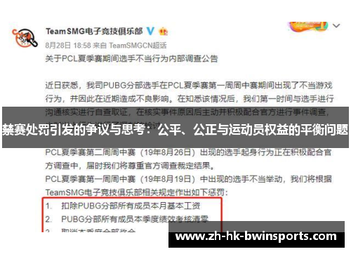 禁赛处罚引发的争议与思考：公平、公正与运动员权益的平衡问题